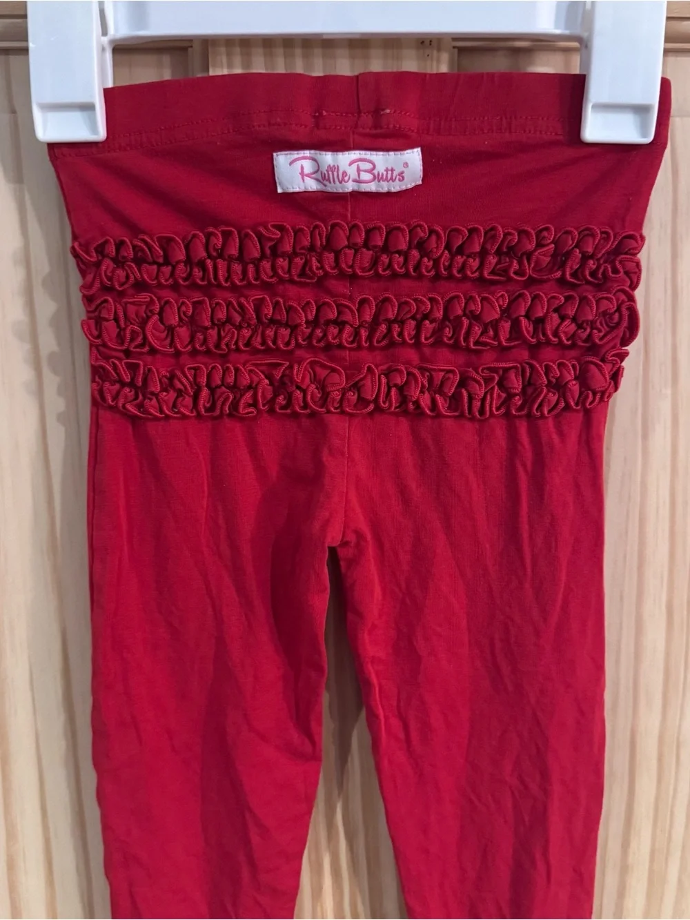 RuffleButts Red Leggings Pants with Ruffle Hem 2T 3T